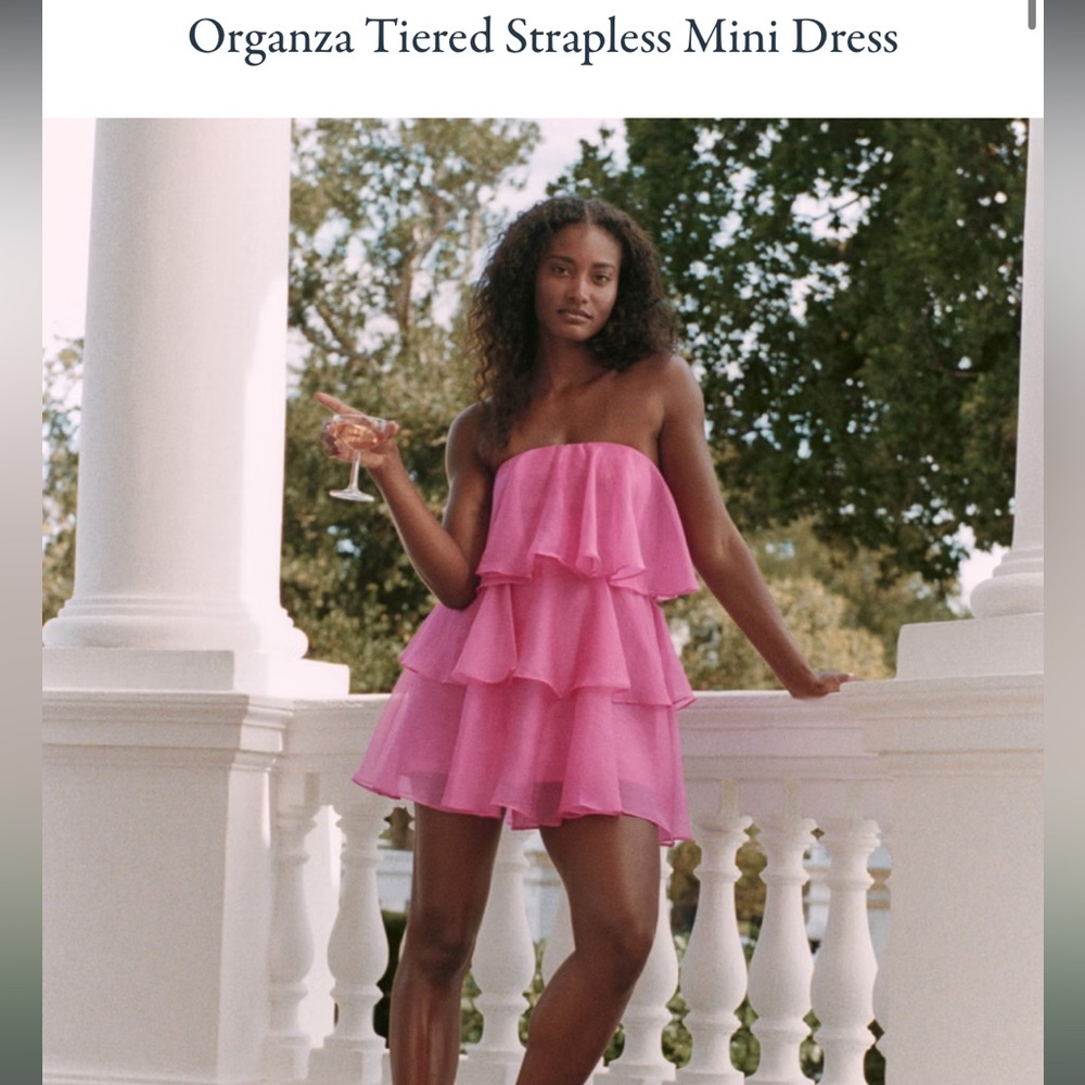 NWT Abercrombie & Fitch organza tiered dress in white floral